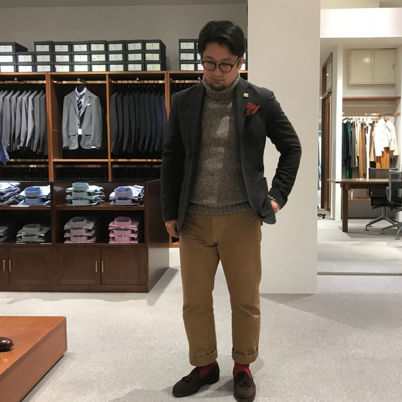 ザノーネ ヤクウール ローゲージメランジタートルネックニット 44 伊製 