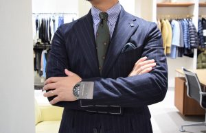 希少 TAGLIATORE スーパー130'S チョークストライプ スーツ 56 guji（グジ）ウールフランネルチョークストライプ3B1プリーツ
